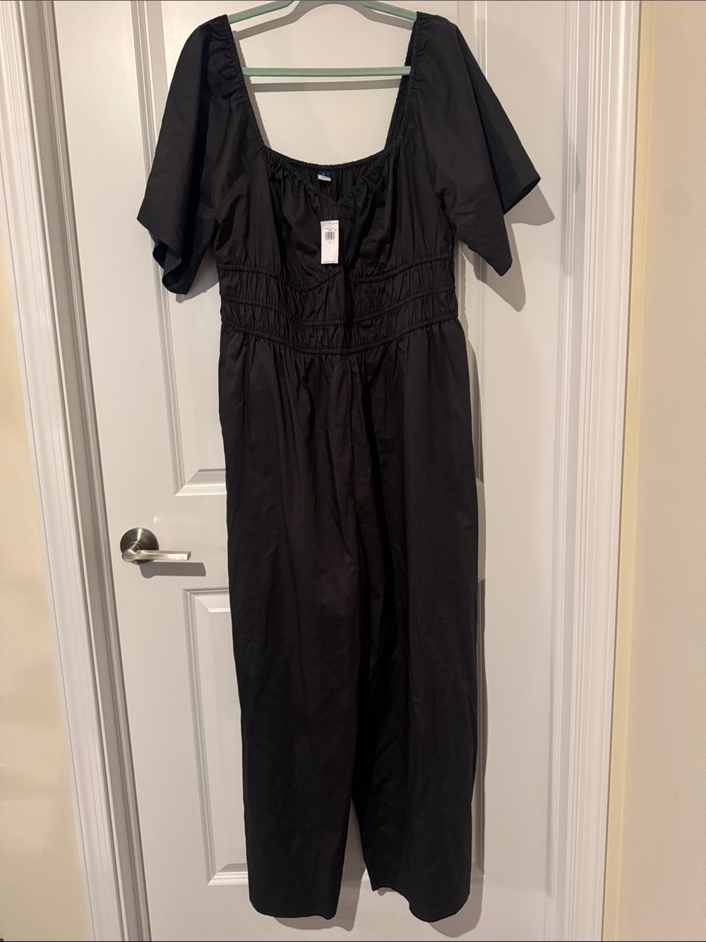 Old Navy Black Smocked Waist Jumpsuit with Flutter Sleeves